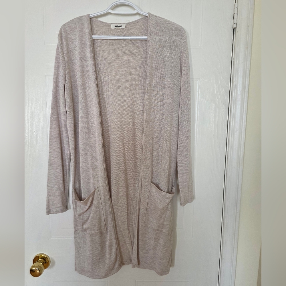 Garage Long Cardigan Sweater, XSmall, Cream